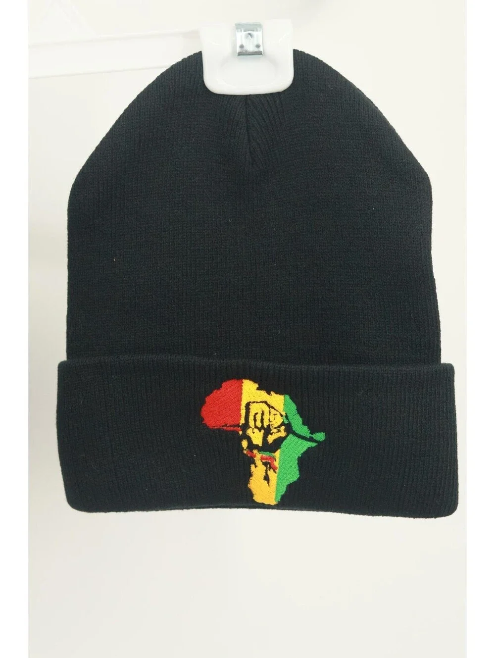 2Pk Africa Map Raised Fist Beanie Pan-African Black Power Embroidered Cuffed Hat